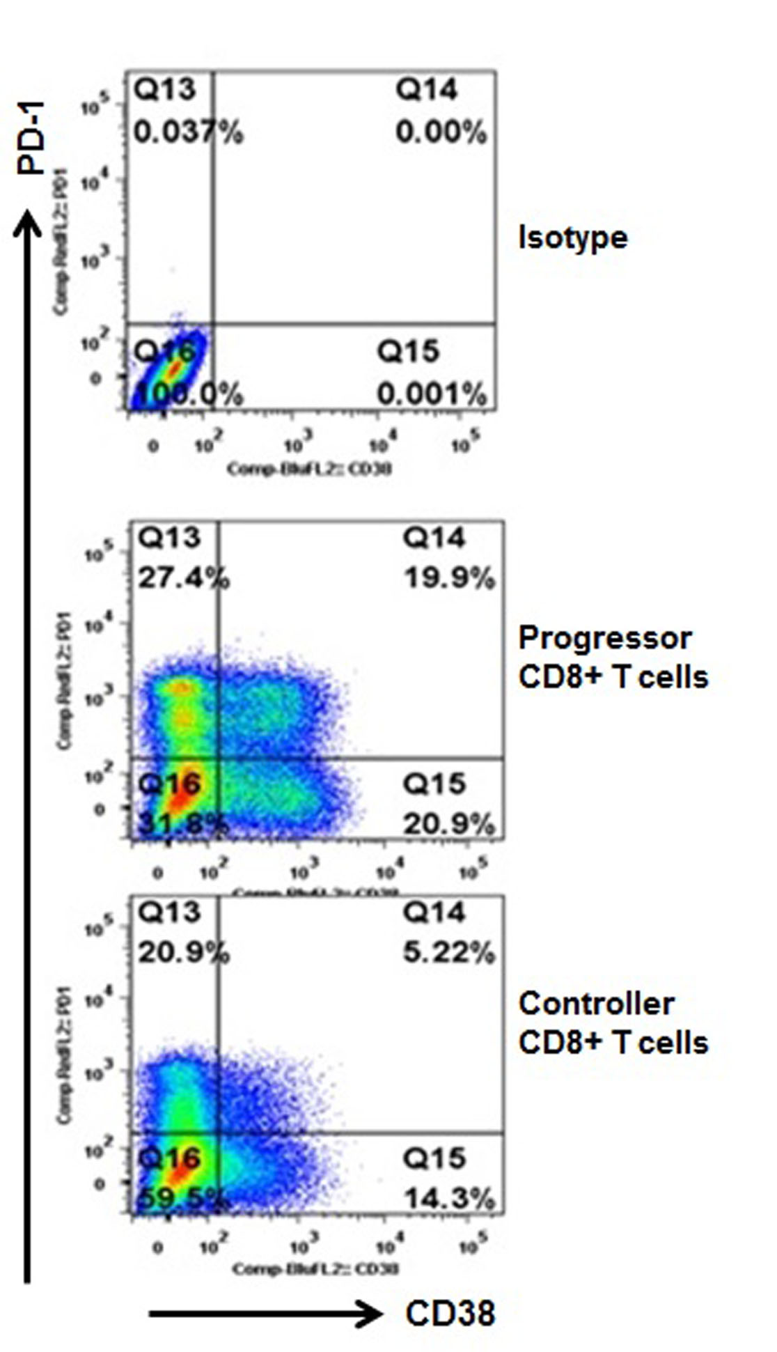 Co-Expression of Positive Activation Marker CD38 and Negative or